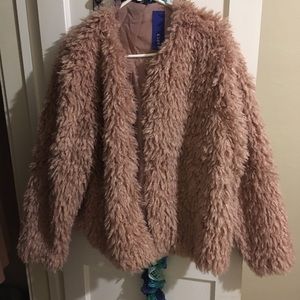 Nine West Pink Cashmere Fur n Fluff Coat